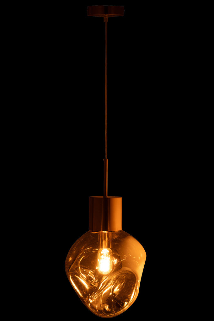 J-LINE HANGLAMP GOUD METAAL/GLAS GRIJS
