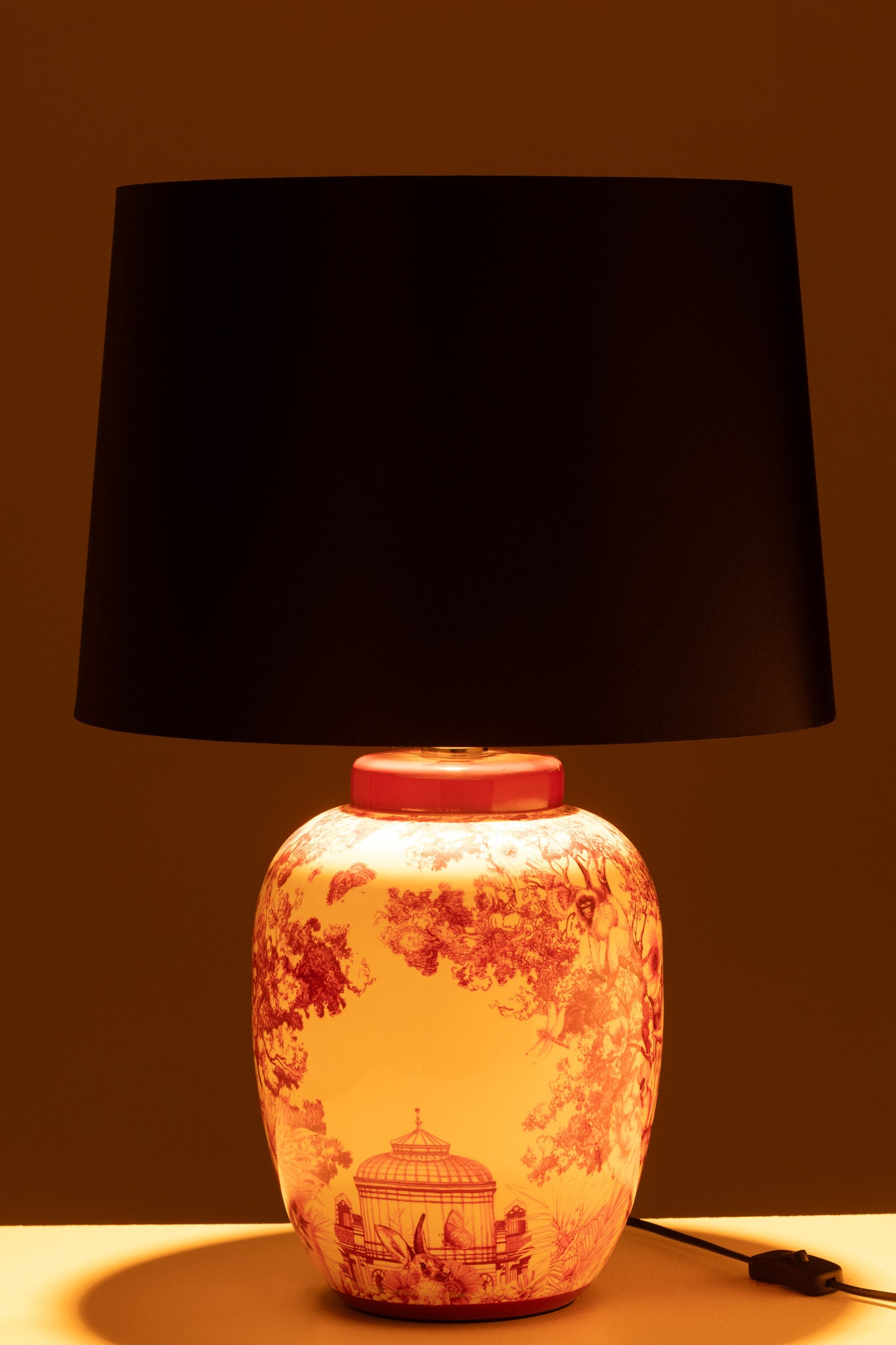 Lamp+Kap Moriko Porselein Zwart/Rood/Wit