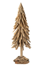 J-LINE KERSTBOOM OP HOUTEN BASIS STUKKEN DRIJFHOUT NATUURLIJK EXTRA GROOT