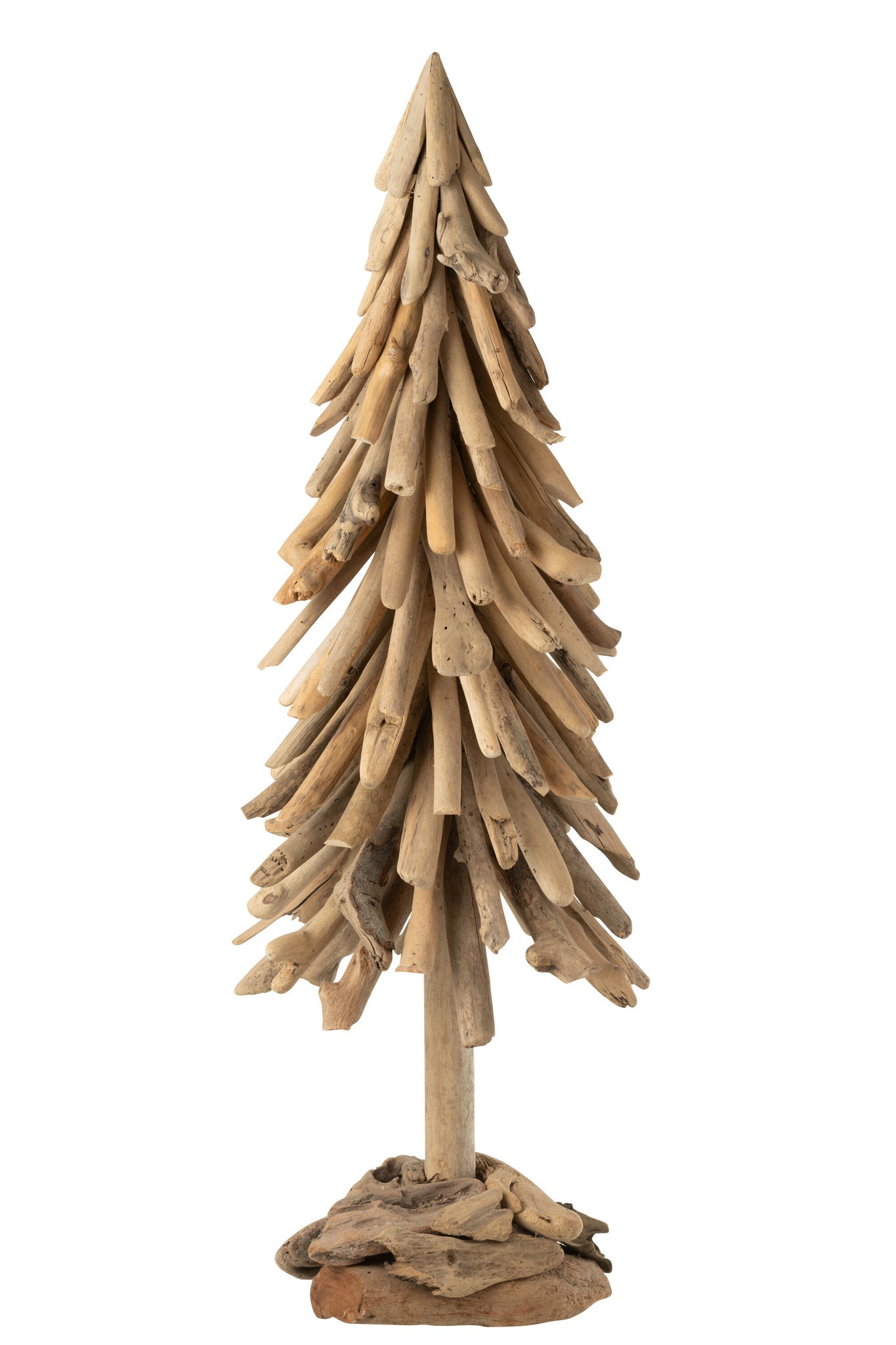 J-LINE KERSTBOOM OP HOUTEN BASIS STUKKEN DRIJFHOUT NATUURLIJK EXTRA GROOT