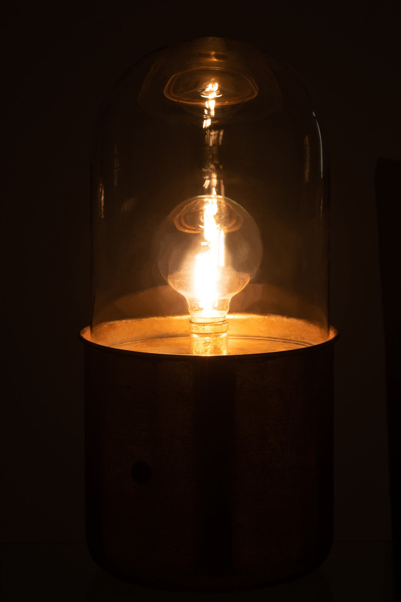J-LINE ANTIEKE LED-TAFELLAMP GLAS ZINK GOUD GROOT