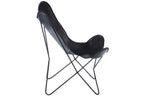 Loungestoel leer/metaal zwart