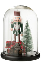 J-LINE DECORATIEVE GLAZEN KERSTBEL NOTENKRAKER ROOD/DONKERGROEN GROOT
