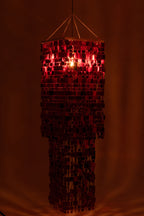 Vierkante PVC-lampenkap voor kroonluchter, rood, groot