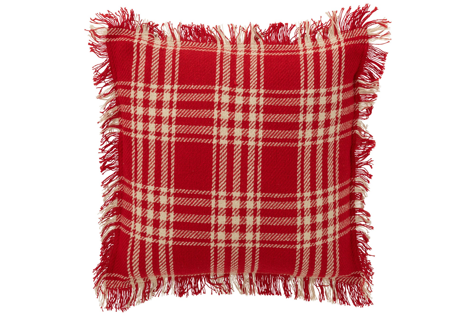 J-LINE KUSSEN GERUIT KATOEN KERST ROOD/WIT