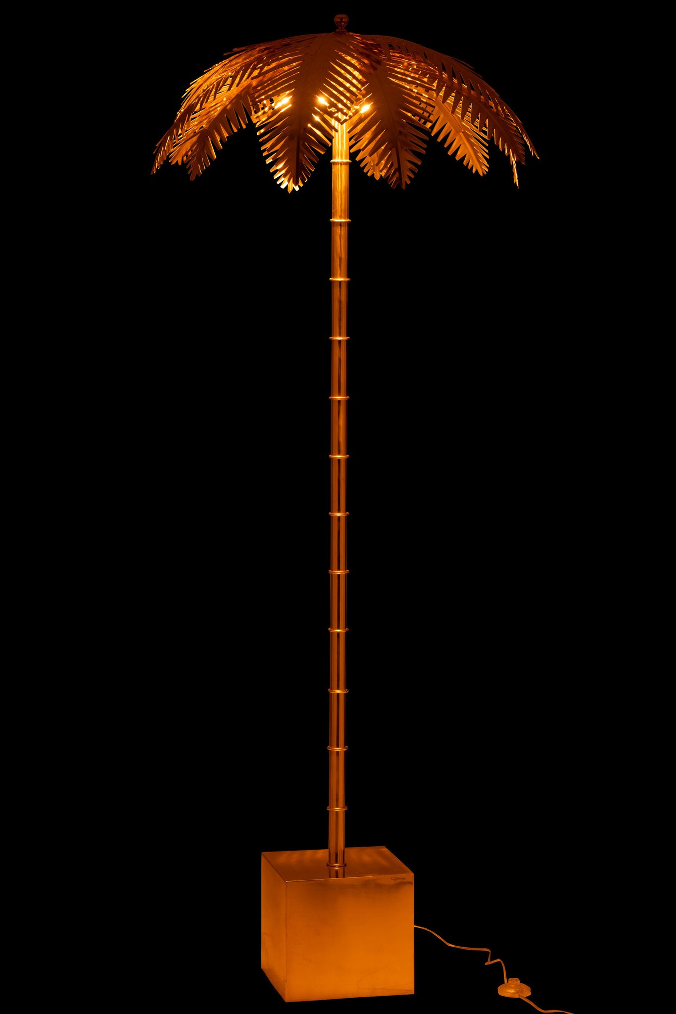 Staande lamp kokosbladeren staal goud