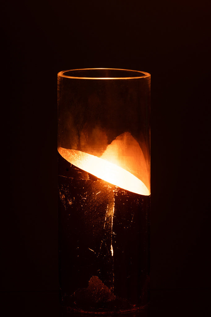 J-LINE WINDLICHT MOA GLAS TRANSPARANT/GOUD MEDIUM