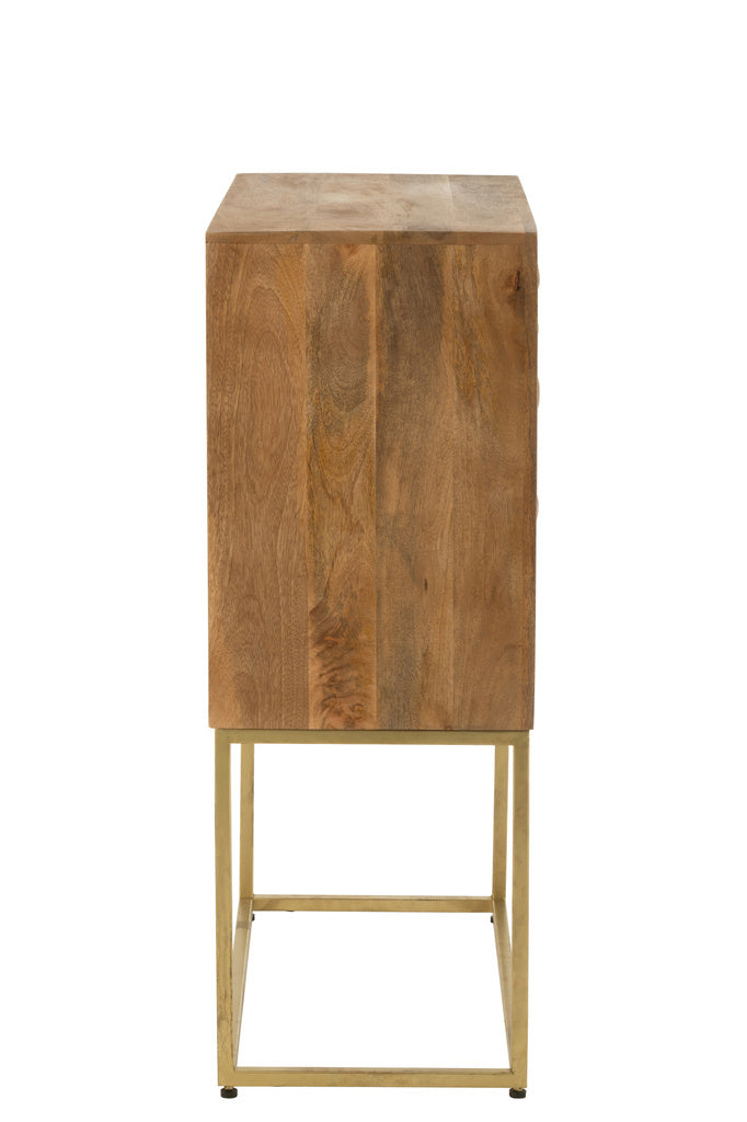 J-LINE KAST OP VOET NINO METAAL/MANGOHOUT NATUUR/GOUD