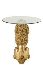 J-LINE BIJZETTAFEL POEDEL ROND POLYRESIN GOUDKLEURIG