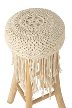 J-LINE KRUK FRANJES HOUT/MACRAMÉ WIT
