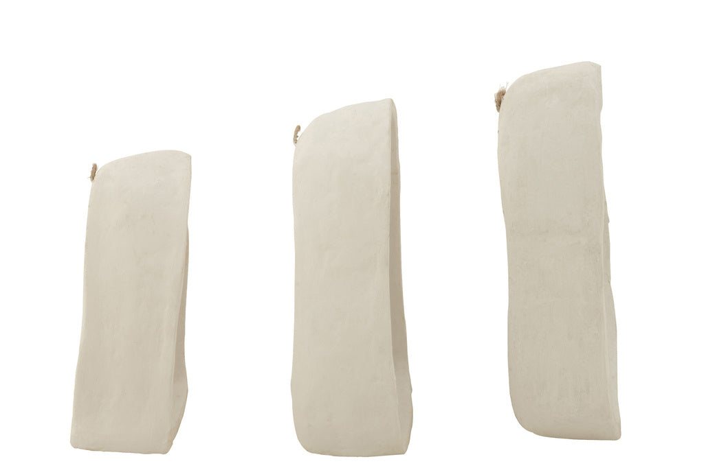 J-LINE SET VAN 3 WANDREKKEN PAPIER-MÂCHÉ WIT