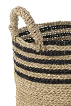 J-Line Set van 3 Manden Aline Raffia Zwart/Naturel