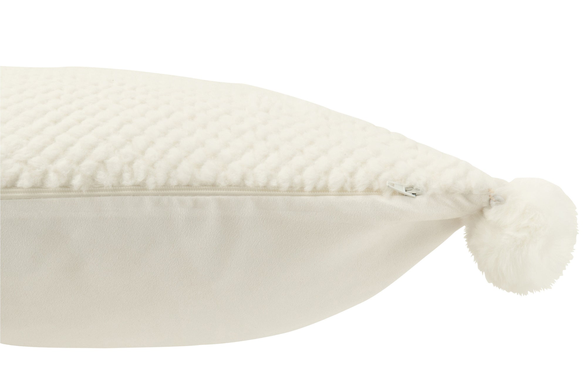 Kussen Zachte Pompons Polyester Wit
