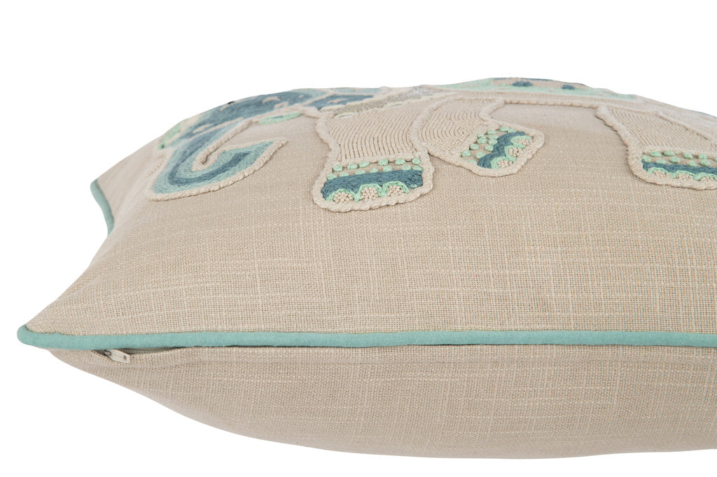J-LINE KUSSEN OLIFANT – KATOEN – GRIJS/BLAUW – 45 CM