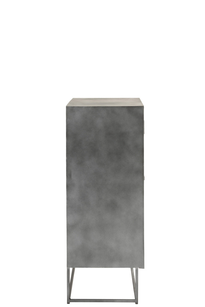 J-LINE KAST SHANIL 2-DEURS HOUT/IJZER NATUREL/GRIJS