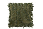 Kussen met afgeronde lijnen van wol in khaki groen.