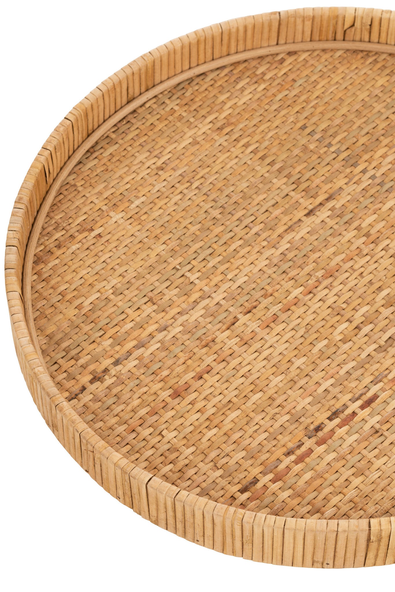 J-LINE SET VAN 2 DIENBLADEN ROND RATTAN NATUURLIJK