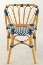 Eetkamerstoel rotan blauw/wit