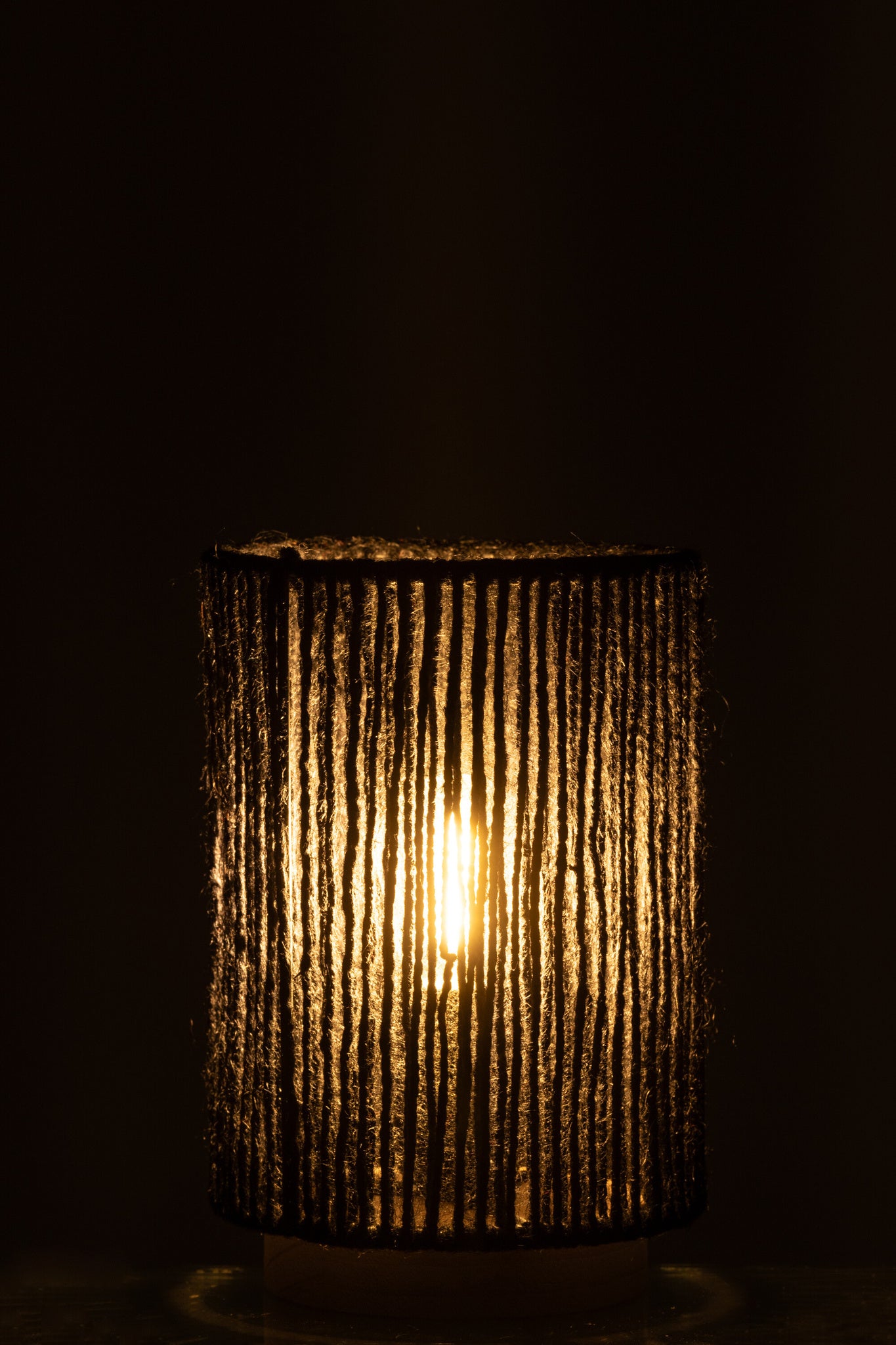 Tafellamp LED cilindrisch metaal/katoen zwart groot