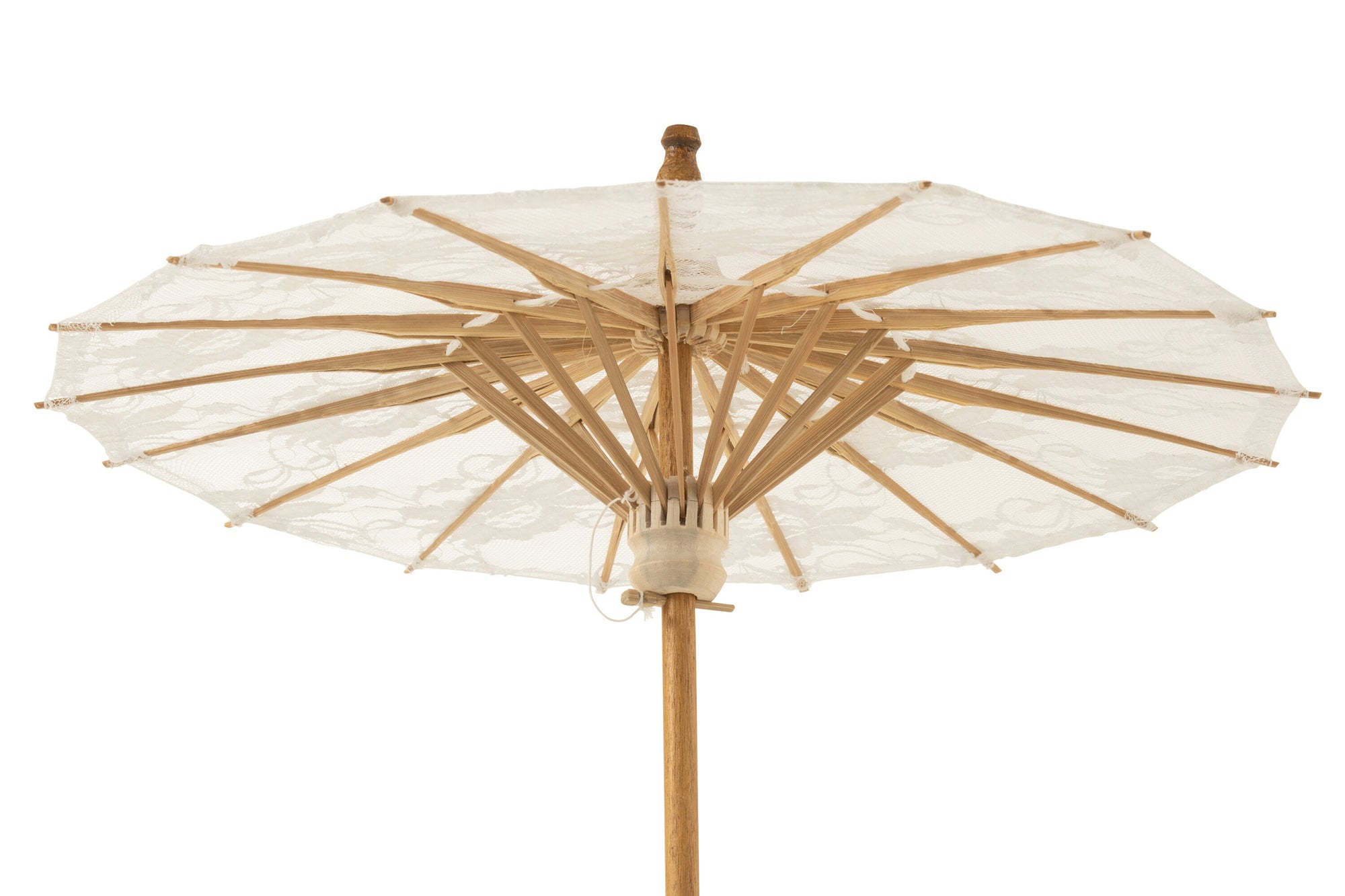 Parasol Patronen Kant Katoen/Hout Wit