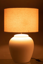 Lamp Meli + Kap Keramiek Linnen Wit Groot