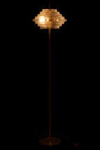 Lamp op voet LED goudkleurig metaal/doorzichtig glas