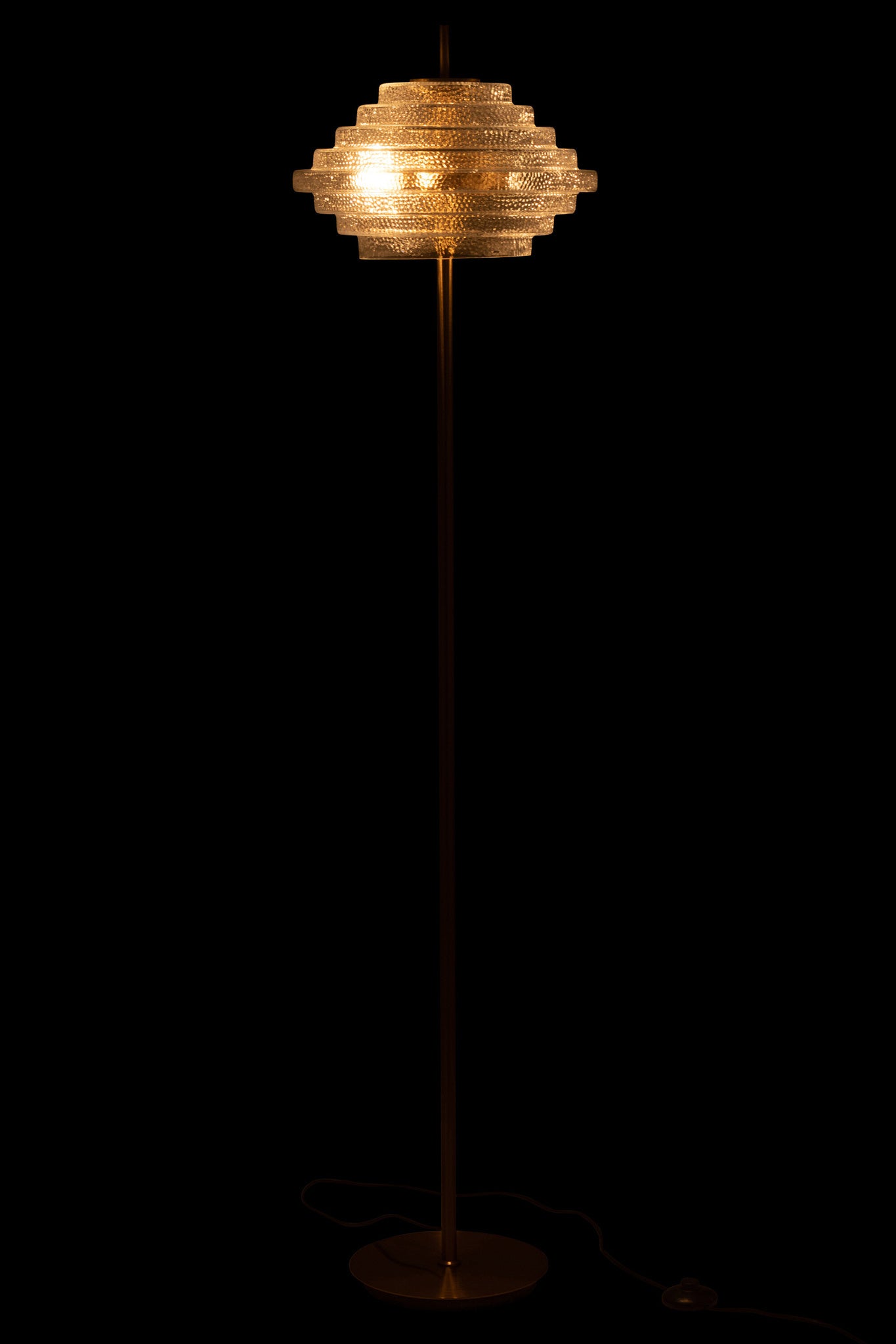 Lamp op voet LED goudkleurig metaal/doorzichtig glas