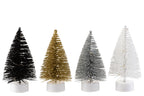 J-LINE DISPLAY 12 KERSTBOOM + LED GLITTER PLASTIC ZWART/ZILVER/GOUD