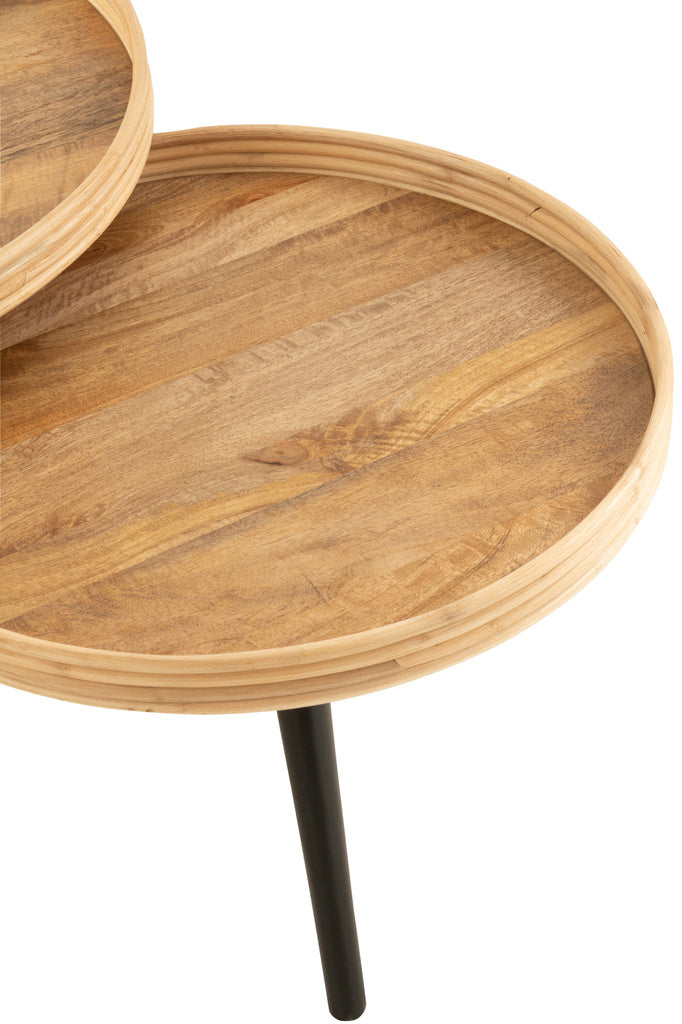 J-LINE SET VAN 3 RONDE SALONTAFELS MANGOHOUT NATUREL
