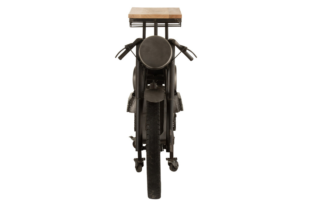 J-LINE BAR MOTORCYCLE 12GLASSES 6BOTTLES METAL/MANGO WOOD DONKERGRIJS/NATUUR