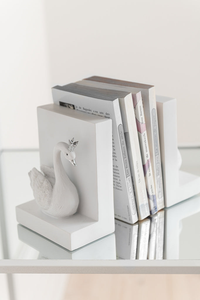 J-LINE BOEKSTEUN POLY WIT/ZILVER – SET VAN 2