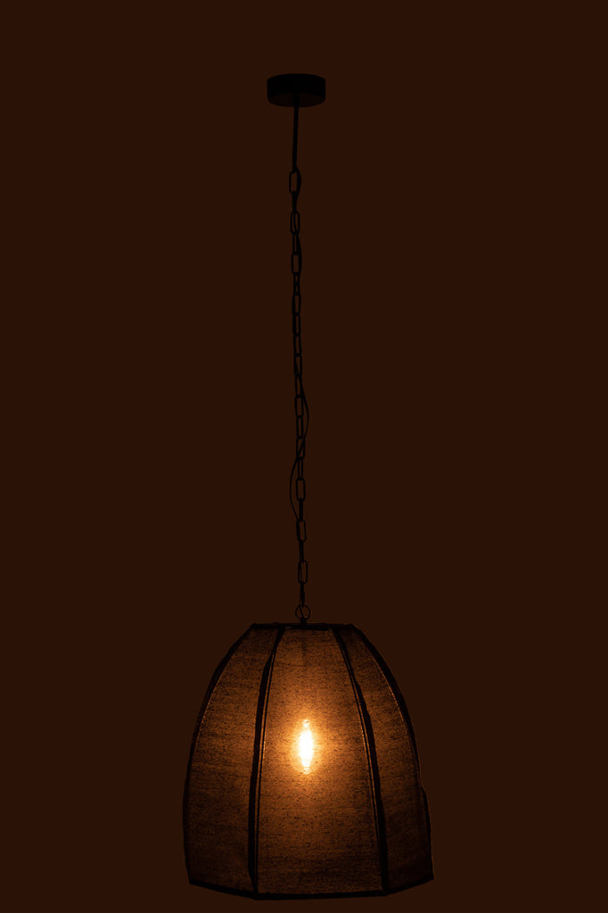 J-LINE PLAFONDLAMP PEAR LINNEN/IJZER – ZWART SMALL