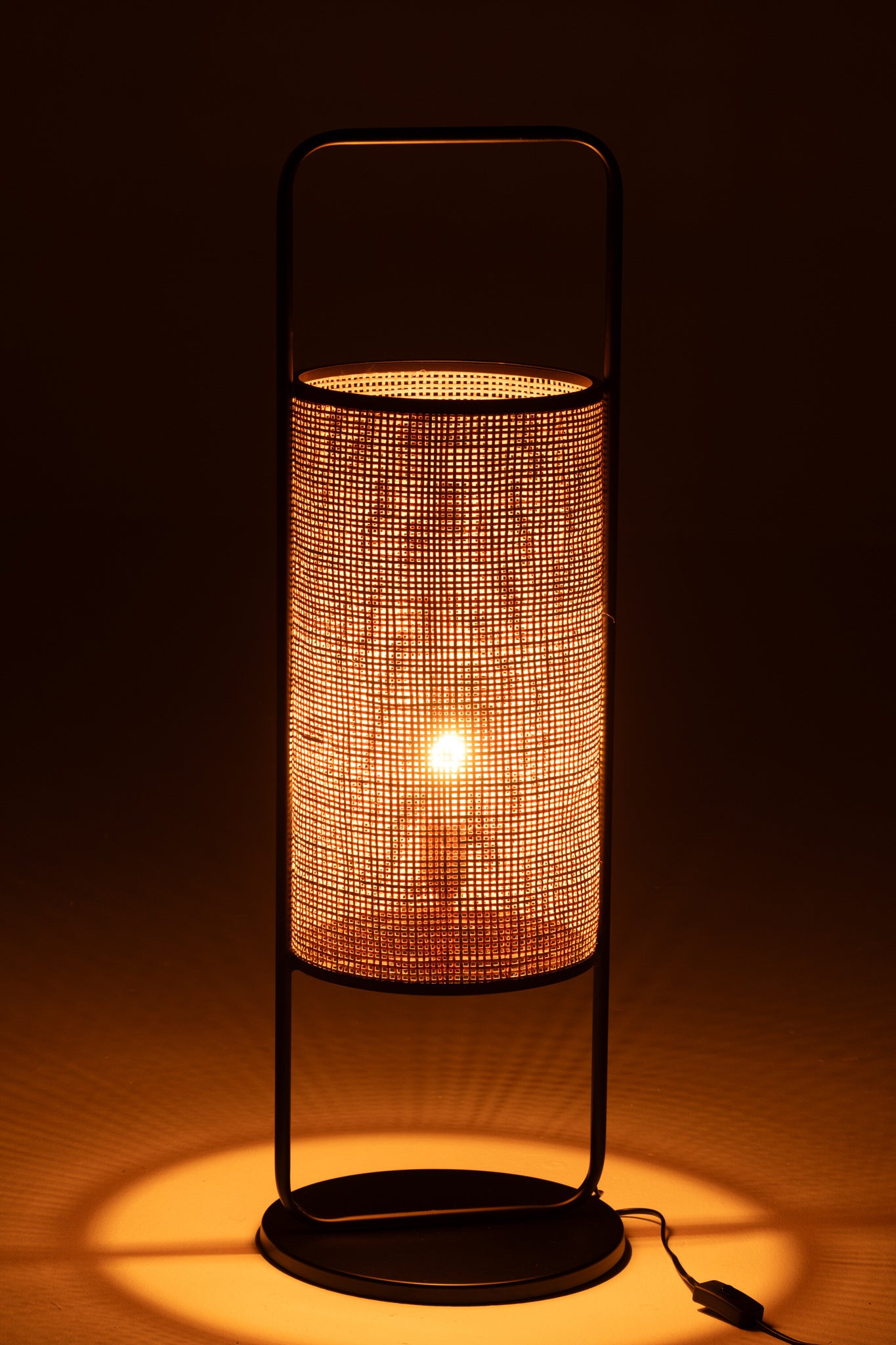 Lamp op voet Elton Metaal/Rotan Zwart/Naturel Groot
