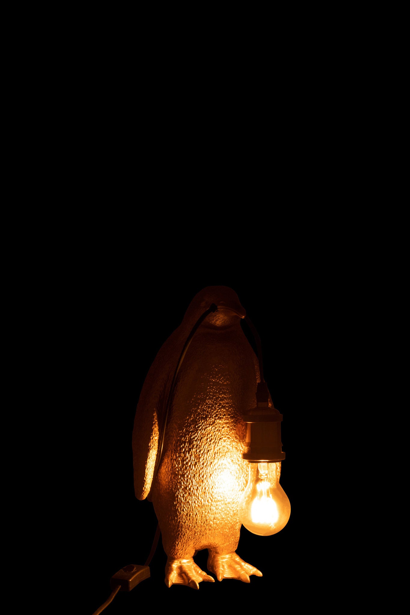 Tafellamp pinguïn, hars, goud, klein