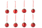 J-LINE DOOS VAN 40 KERSTBALLEN 8 PATRONEN GLAZEN KERST ROOD