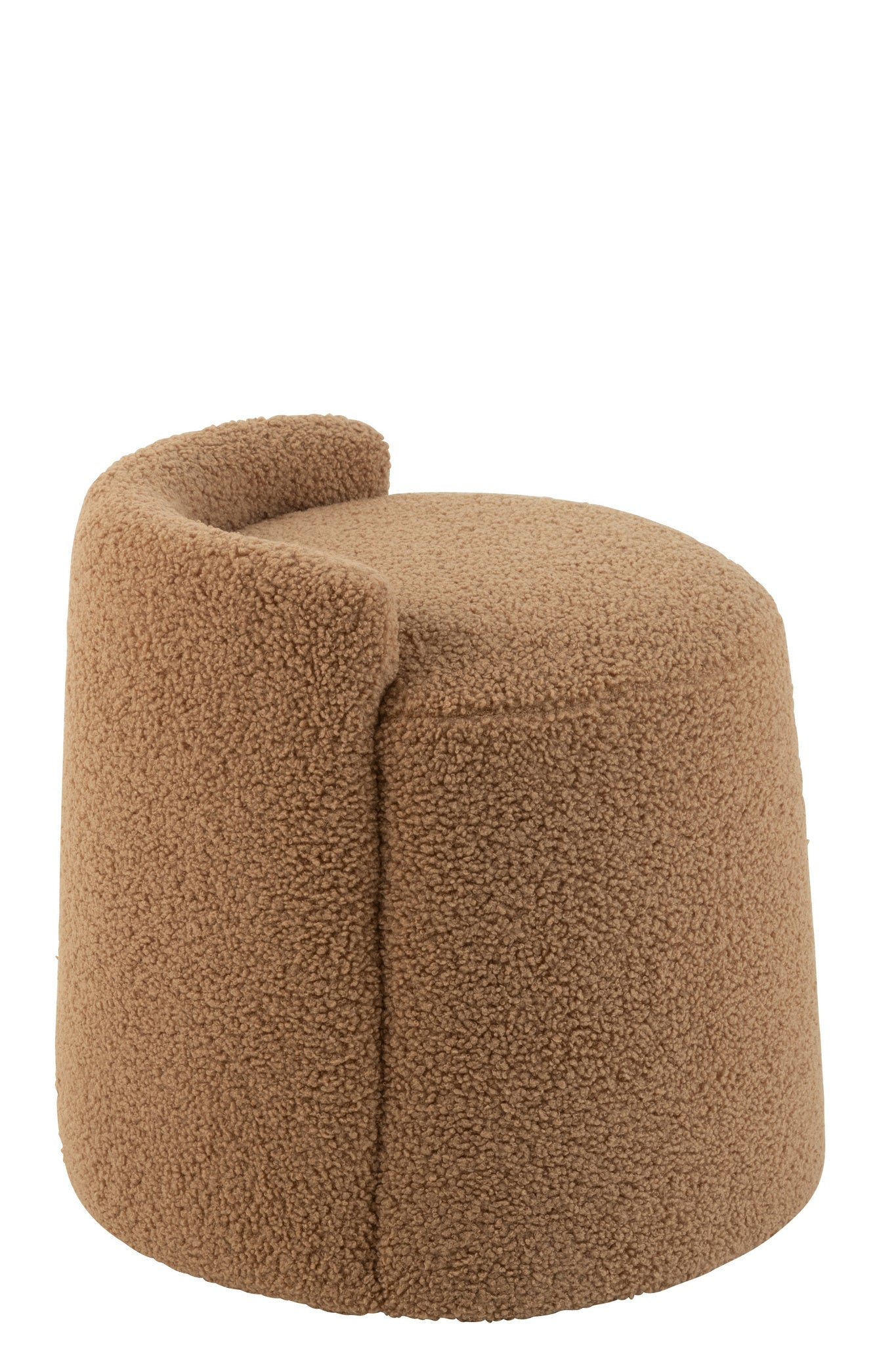 Poef Teddy Rond+Rugleuning Bouclé Camel