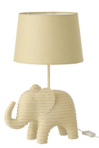 Gestreepte tafellamp van polyresin, beige