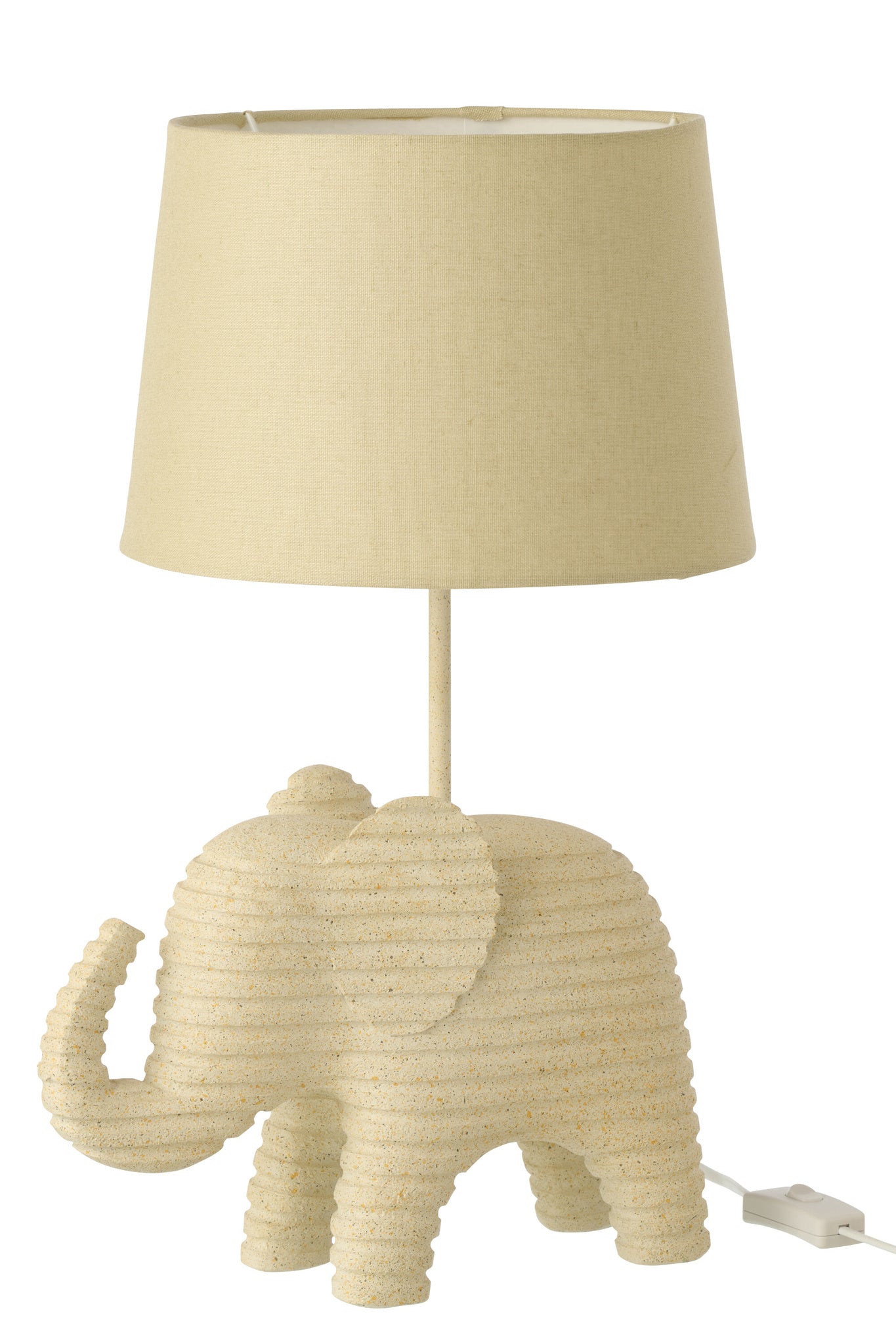Gestreepte tafellamp van polyresin, beige