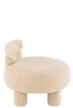 Ronde kruk met rugleuning, bouclé, warm beige