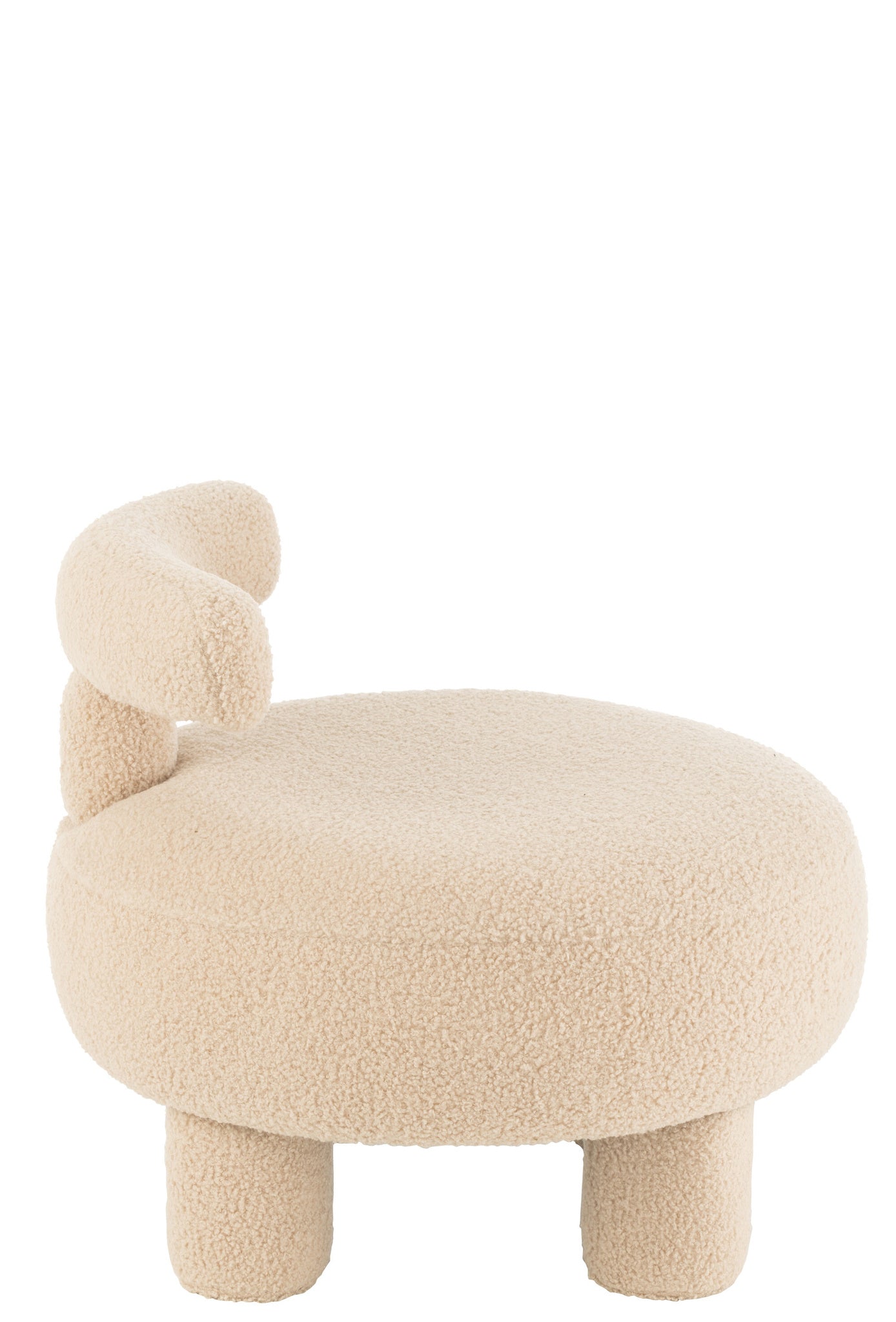 Ronde kruk met rugleuning, bouclé, warm beige