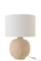 Beige keramische bolvormige tafellamp