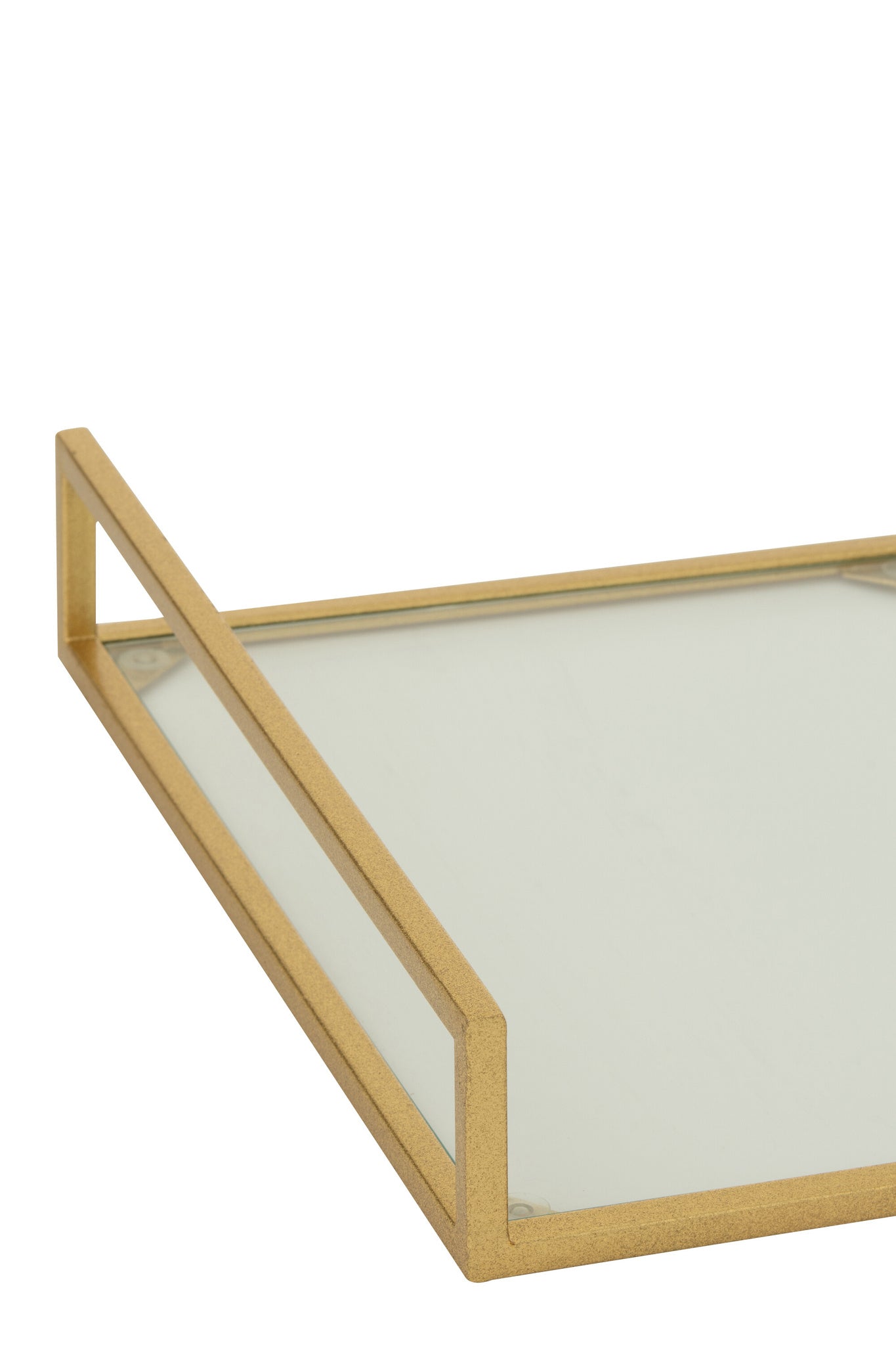 J-LINE SET VAN 2 DECORATIEVE DIENBLADEN IJZER/GLAS GOUDKLEURIG