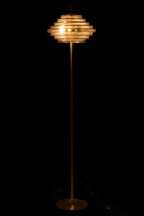 Lamp op voet LED, goudkleurig metaal/gerookt glas