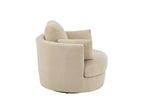 Draaibare loungefauteuil populierenhout/schuim beige