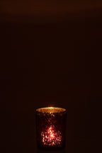 J-LINE WINDLICHT HURRICANE GOLD RIM GLASS RED MEDIUM