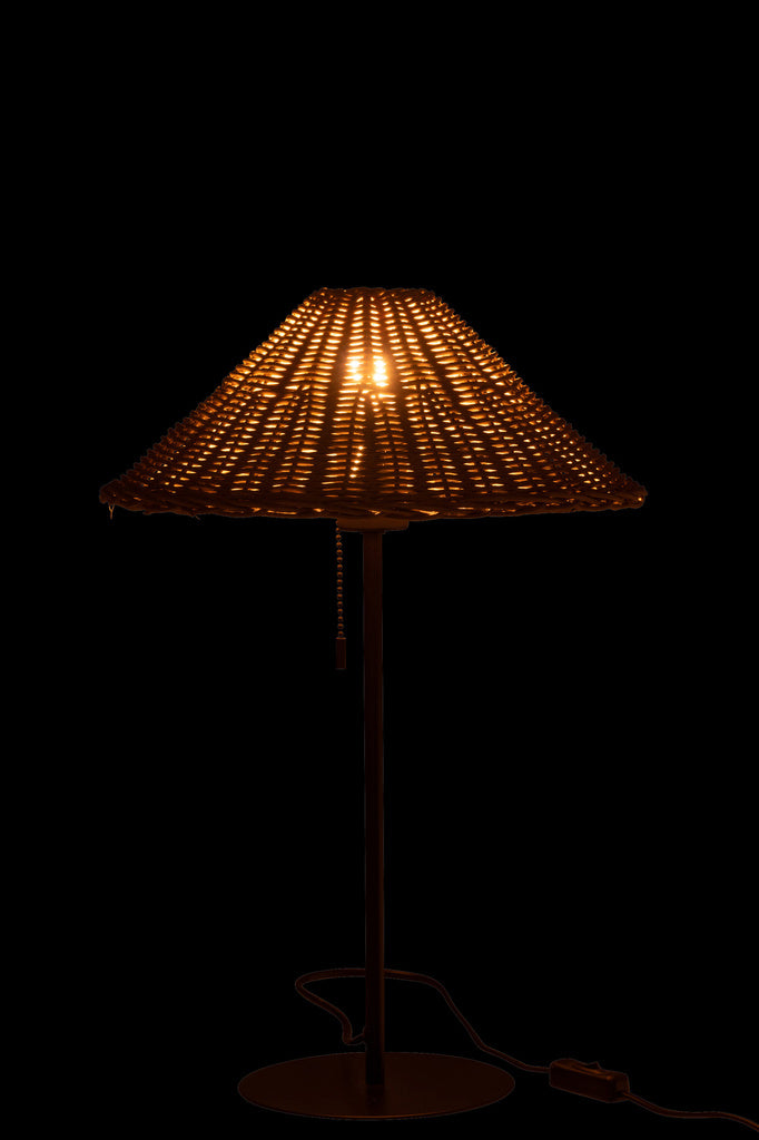 J-LINE TAFELLAMP METAAL/ROTAN ZWART/NATUREL