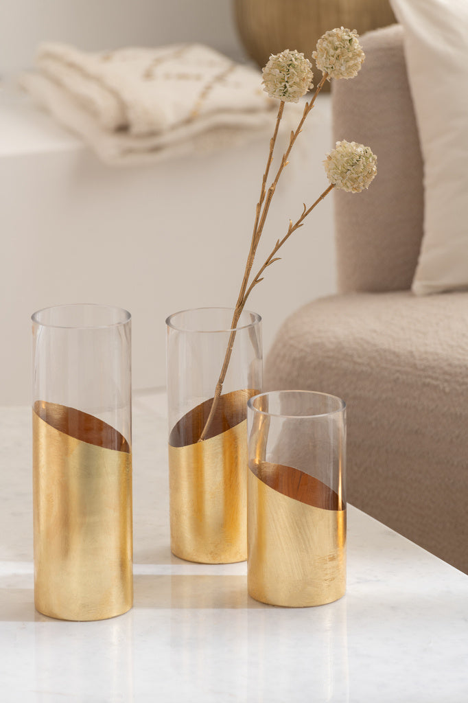 J-LINE WINDLICHT MOA GLAS TRANSPARANT/GOUD LARGE