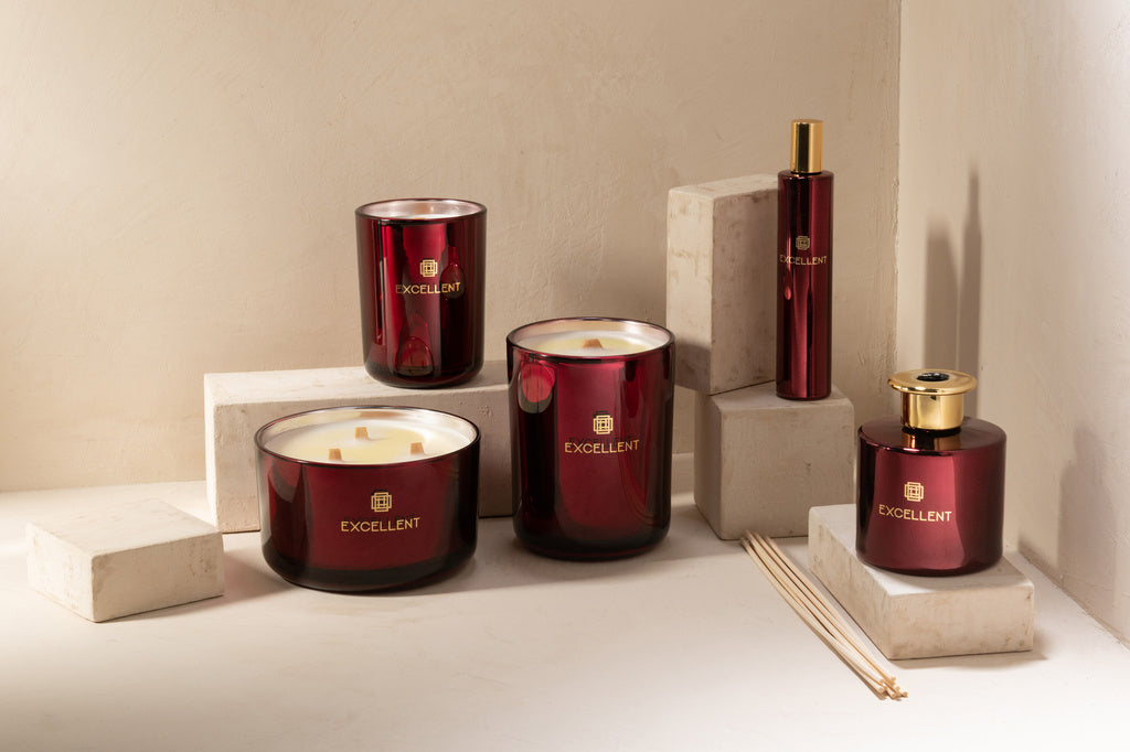 J-Line Scented Candle Excellent Rose Champagne Wine Red Medium-80U 