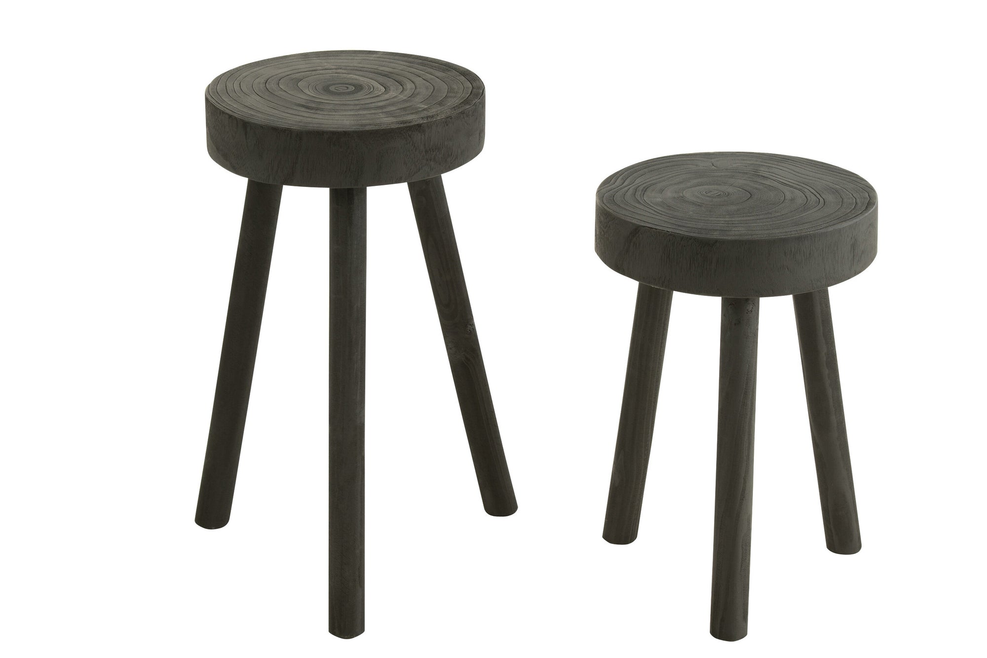 Set van 2 krukken van paulowniahout, zwart