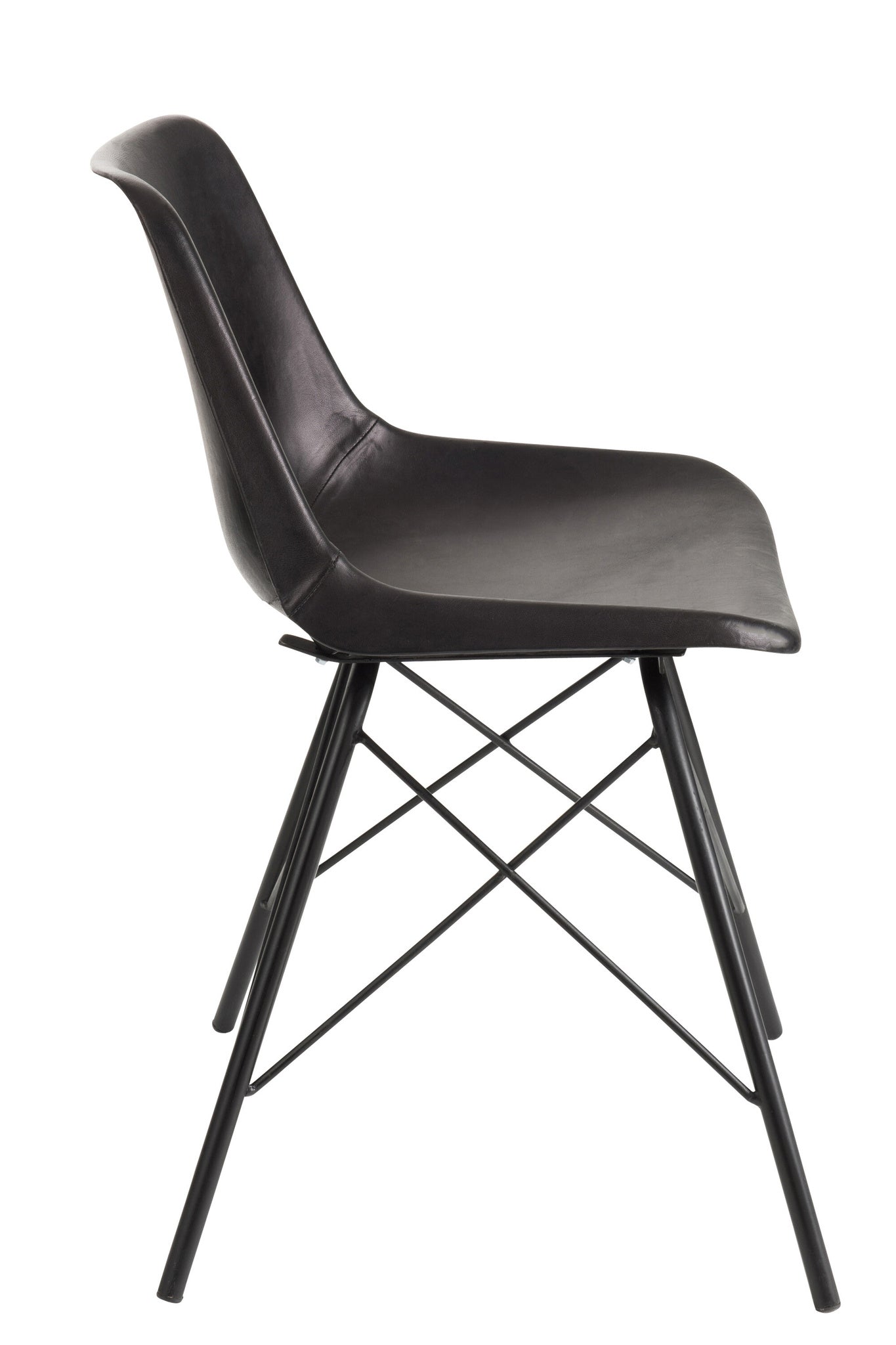 Stoel Loft leer/metaal zwart